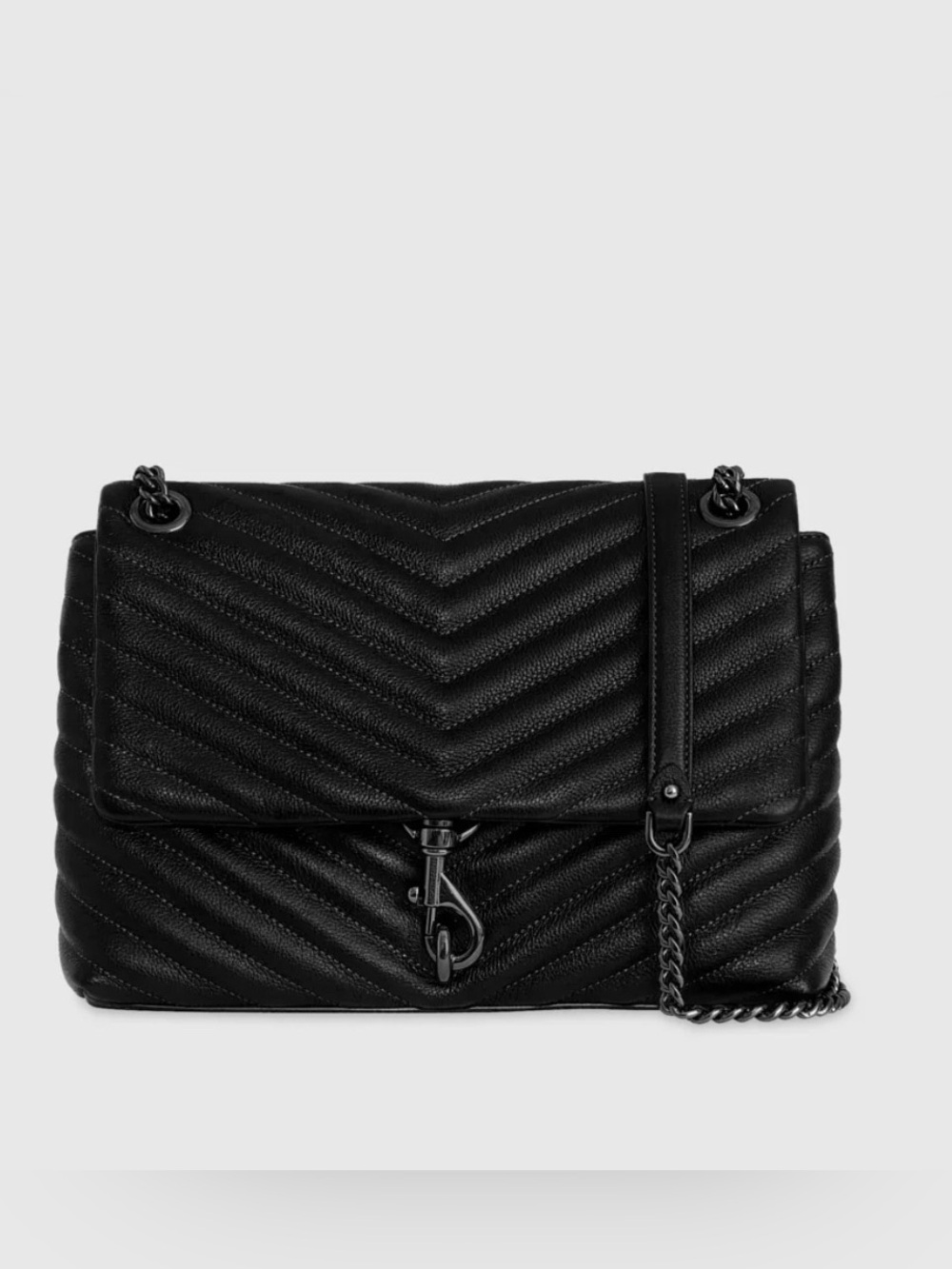 REBECCA MINKOFF Edie Flap Shoulder Black Shellac